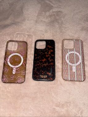 kate spade Tortoise & Floral Trio Phone Case Set - Black, Brown, Pink